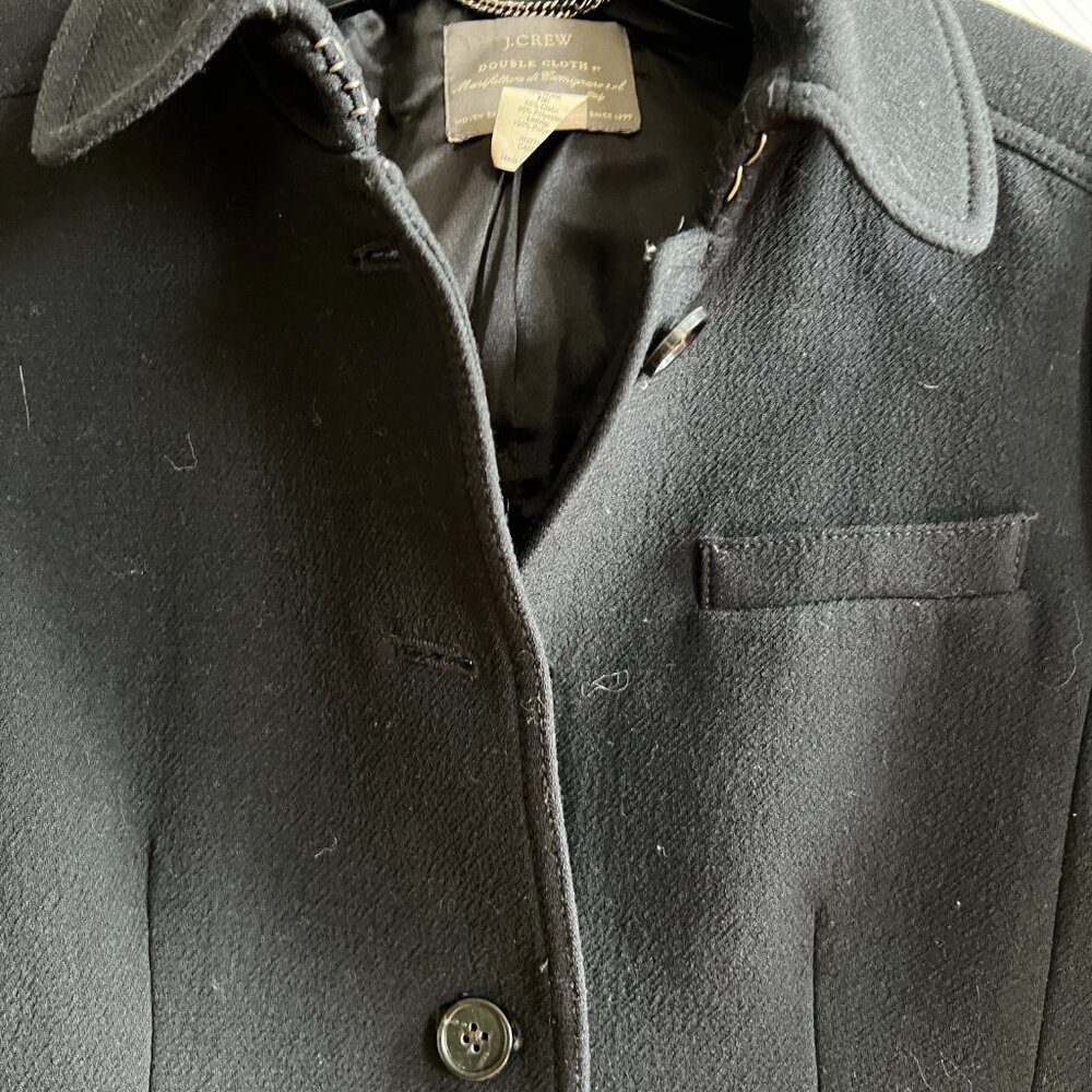 J.CREW BLACK LADY DAY TOPCOAT ITALIAN DOUBLE-CLOTH WOOL BLEND SZ 10T